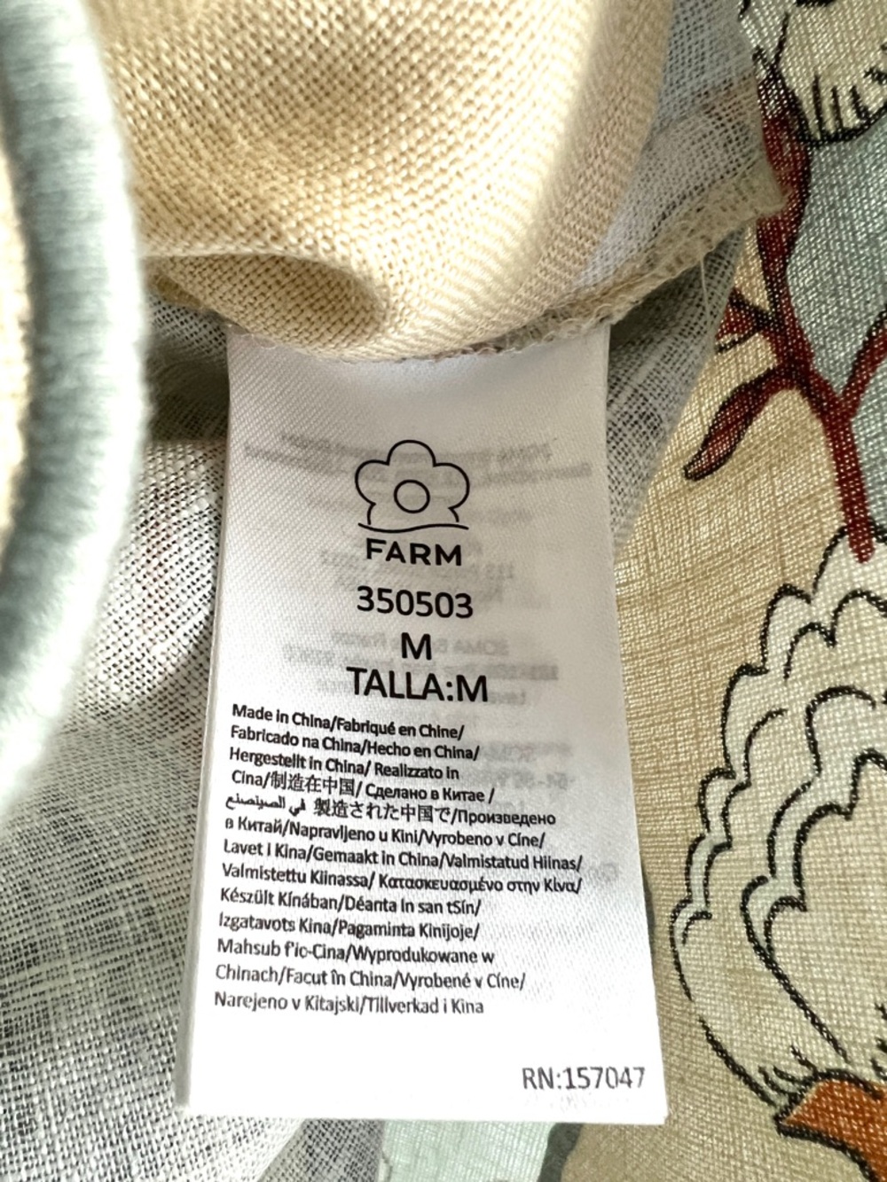 FARM Rio Cream Garden Scarf Euroflax™ Premium Linen Midi Skirt Size Medium NWT - Picture 10 of 16